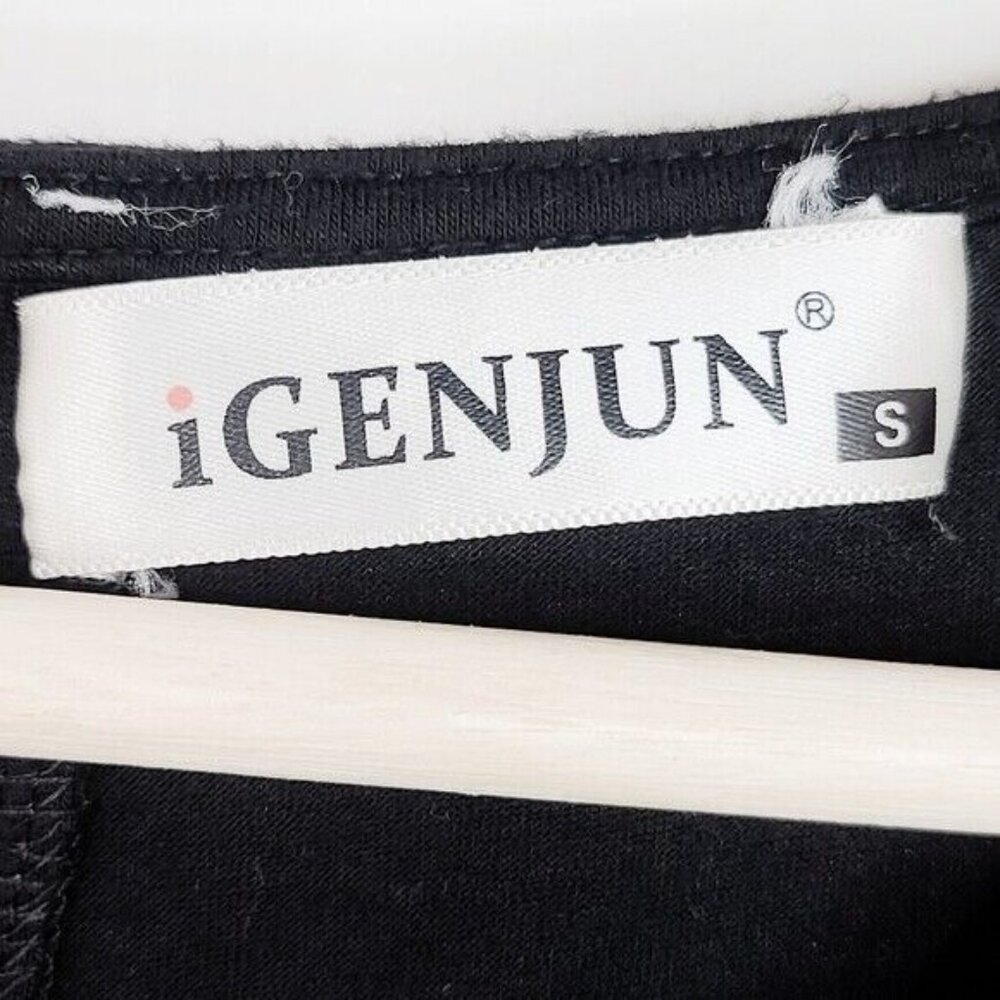 iGenjun Top Womens Small Black Knit Basic Sleeveless Scoop Neck Pleated Stretch - Picture 8 of 9